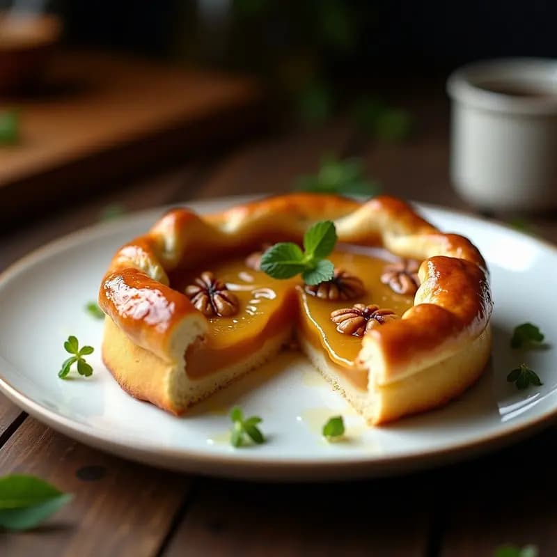 Tartaleta Tatin de Apio y Nueces Caramelizado: Postre Francés Sin Azúcar Refinado
