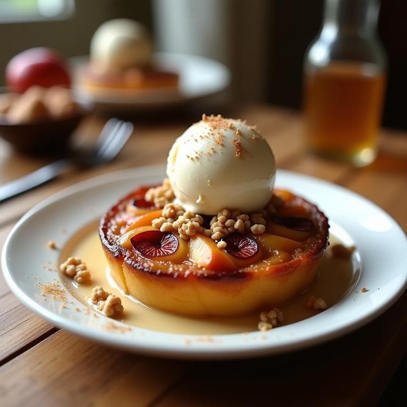 Tatin de Manzana y Higo con Helado de Vainilla: Postre Francés Sin Azúcar y Bajo en Calorías