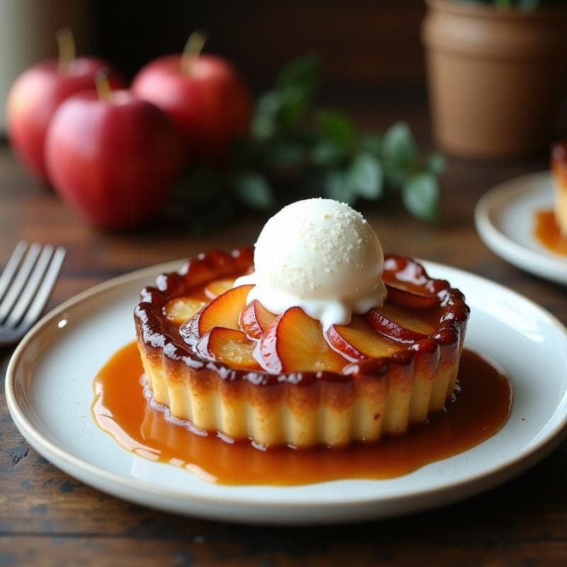 Tatin de Manzana y Jengibre: Postre Sin Azúcar en Airfryer con Helado de Coco