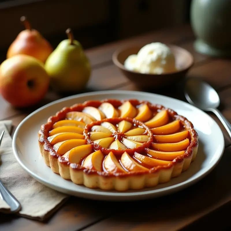 Tatin de Manzana y Peras al Carmelo: Postre Francés Clásico Invertido en Sartén