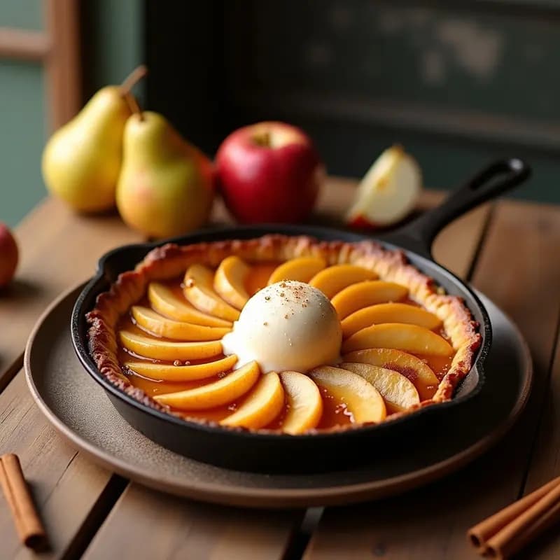 Tatin de Manzana y Peras con Helado de Vainilla Receta Francesa Invertida Sin Azúcar