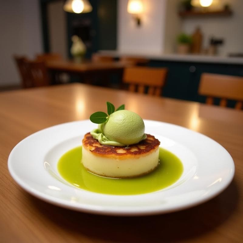 Tatin de Manzana Verde y Jengibre con Helado de Matcha: Postre Francés-Japonés Sin Horno