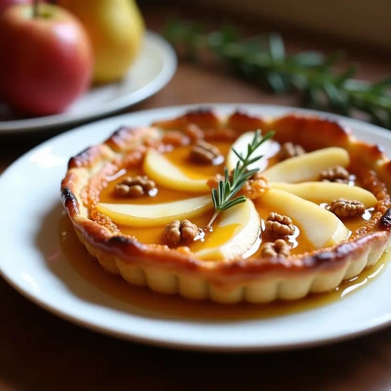 Tarta Tatin de Peras con Queso de Cabra y Miel: Receta Elegante en 30 Minutos