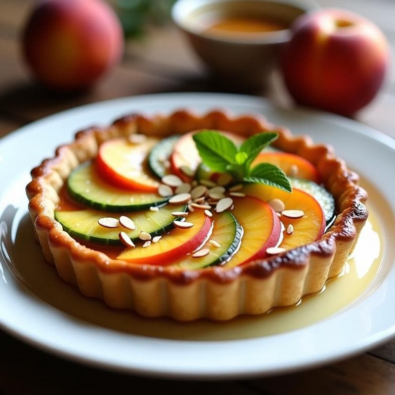 Tarte Tatin de Pepino y Melocotón Vegana: Postre Veraniego Sin Horno en 25 Minutos