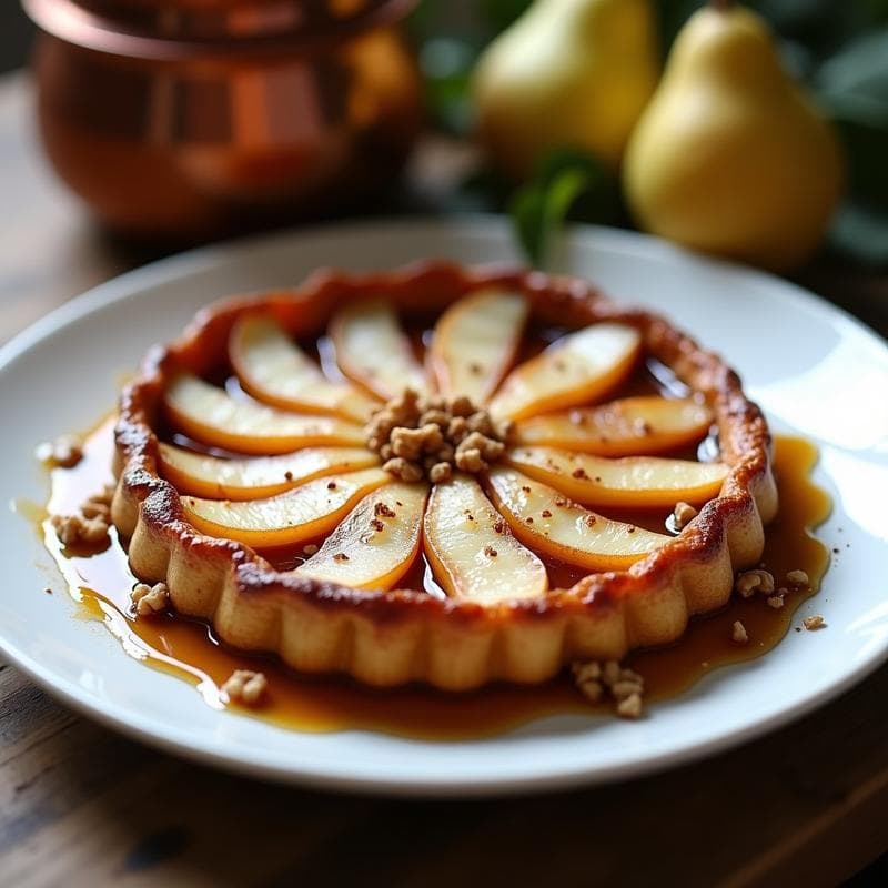 Tatin de Peras con Caramelo de Dátiles y Canela: Postre Sin Azúcar en Olla Express