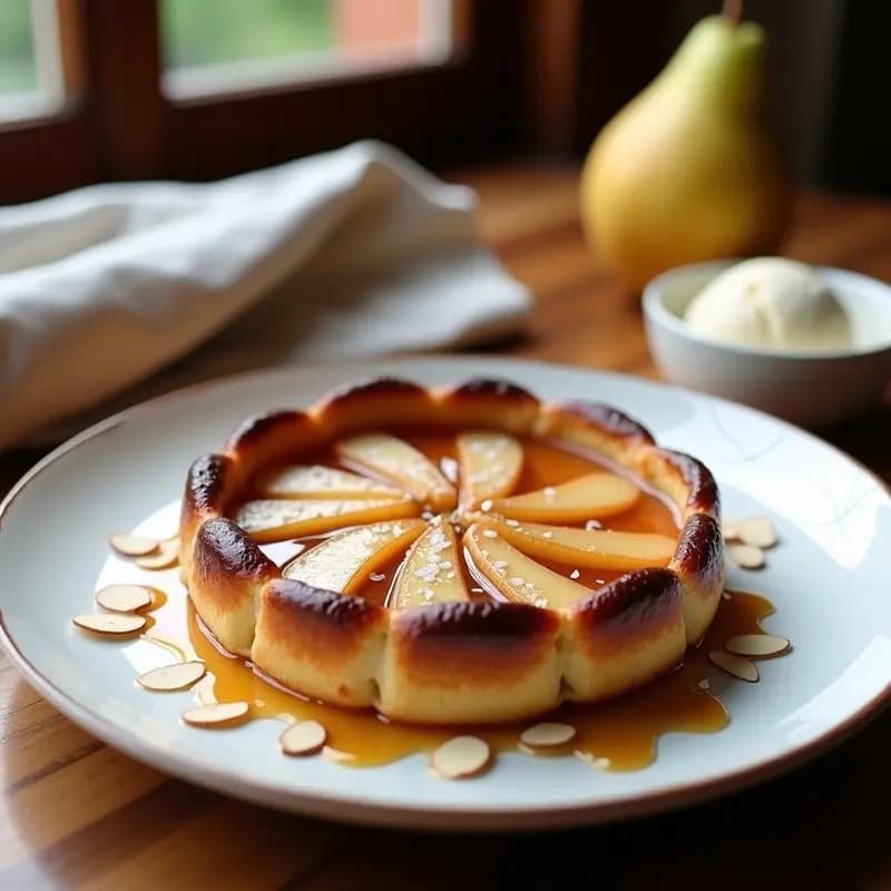 Tatin de Peras al Caramelo Salado: Postre Francés en Olla Superpuesta sin Vigilar
