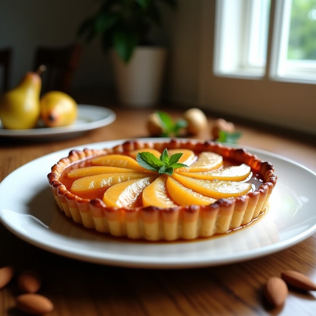 Tatin de Peras y Cardamomo con Base de Almendras: Postre Francés Sin Gluten y Sin Azúcar