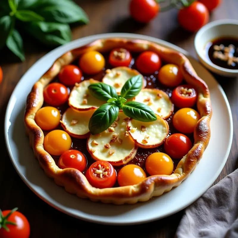 Tatin de Tomate y Queso de Cabra con Albahaca Fresca: Receta Francesa Dulce-Salada