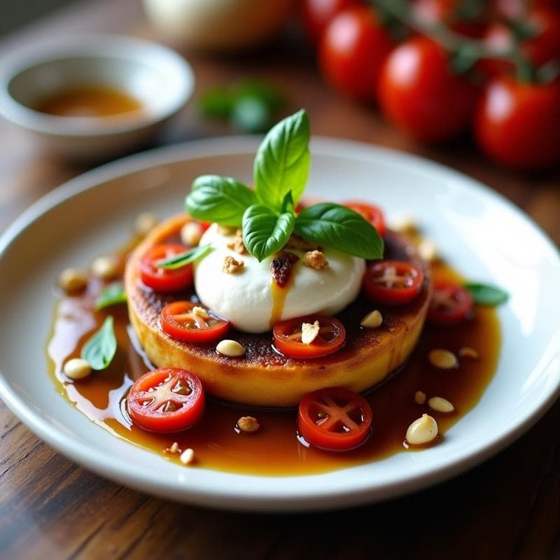 Tatin de Tomates Cherry y Queso de Buratta: Receta Italiana al Revés con Toque a Albahaca