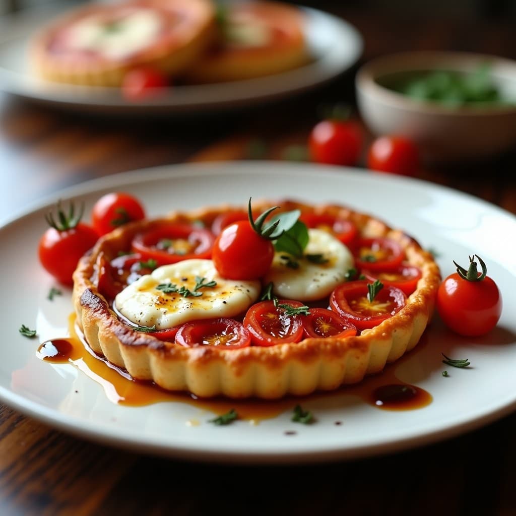 Tatin de Tomates Cherry y Queso de Cabra: Receta Francesa en Olla Express con Reducción de Vinagre Balsámico