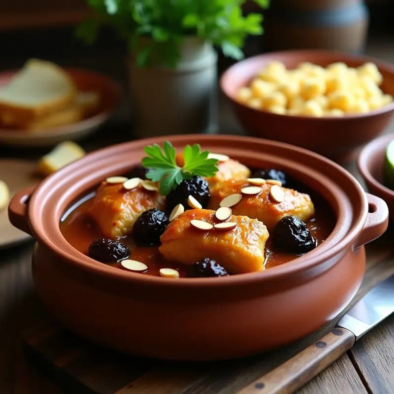 Tceram de Pollo con Ciruelas y Almendras: Receta Judía Sefardí para Ocasiones Especiales