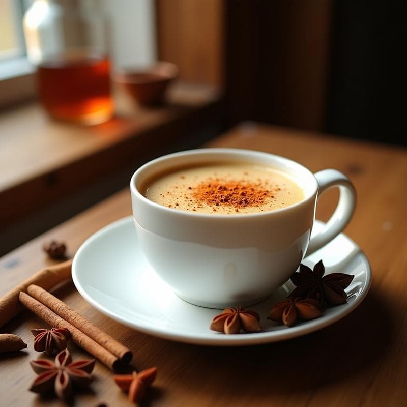 Té Caliente de Especias de Baharat y Leche de Avellanas: Bebida Árabe Energética y Sin Cafeína