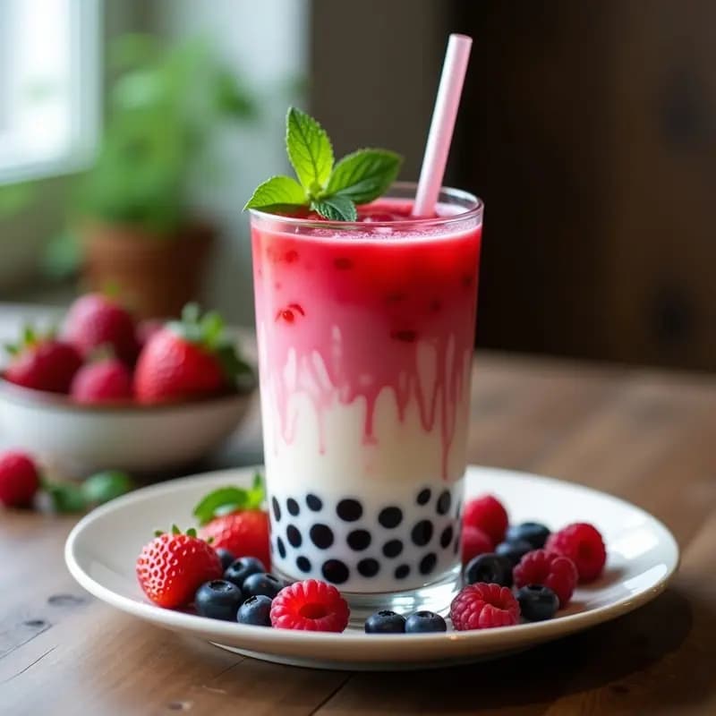 Té de Bubble con Leche de Avena y Frutos Rojos: Bebida Taiwnesa Sin Lácteos