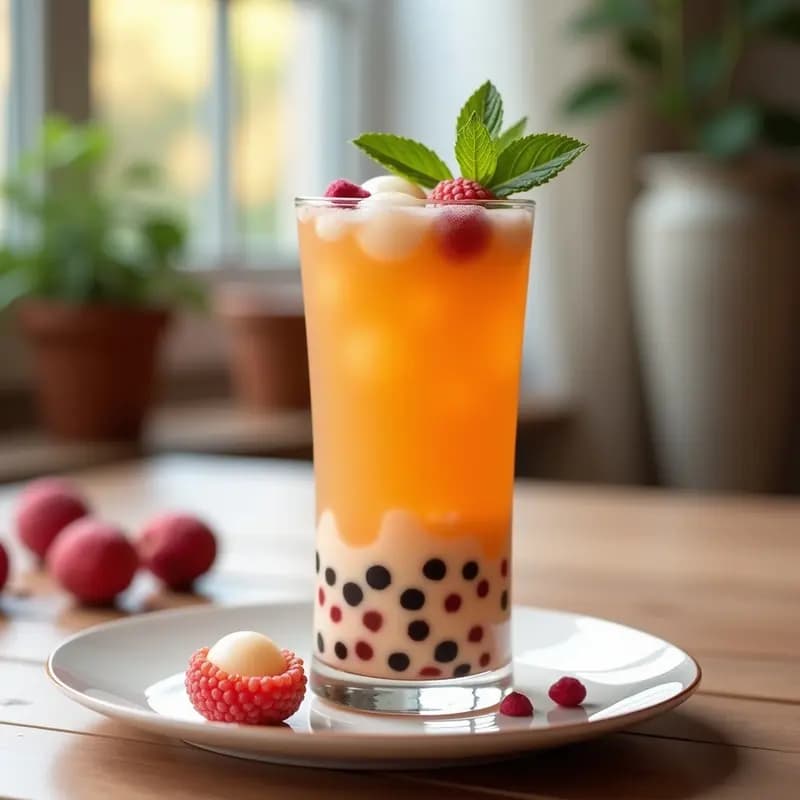 Té de Burbujas de Lichi y Rosa: Bebida China Exótica y Sin Azúcar