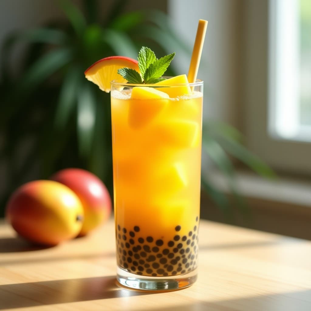 Té de Burbujas de Mango y Chía con Toque de Jengibre: Bebida Veraniega y Digestiva