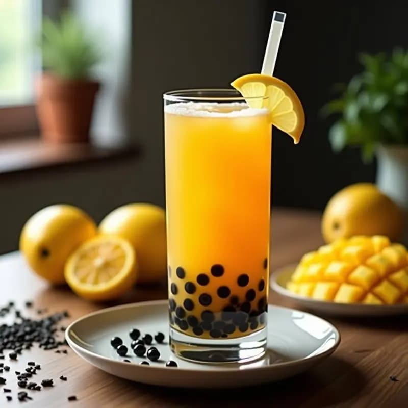 Té de Burbujas de Mango y Limón: Bebida Taiwonesa Casera sin Aditivos