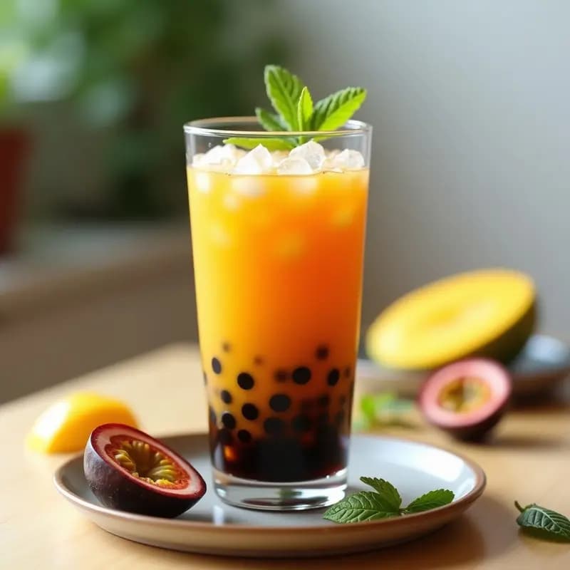 Té de Burbujas de Mango y Maracuyá: Bebida Taiwanesas Dulce y Divertida en Casa
