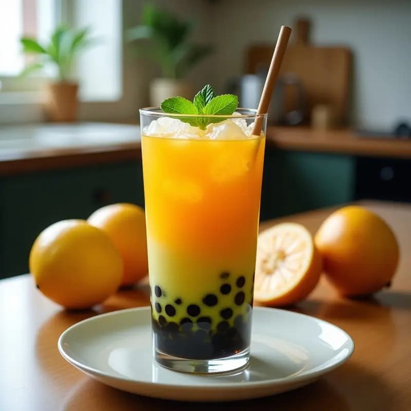 Té de Burbujas de Mango y Maracuyá: Bebida Taiwonesa Sin Lácteos y Refrescante