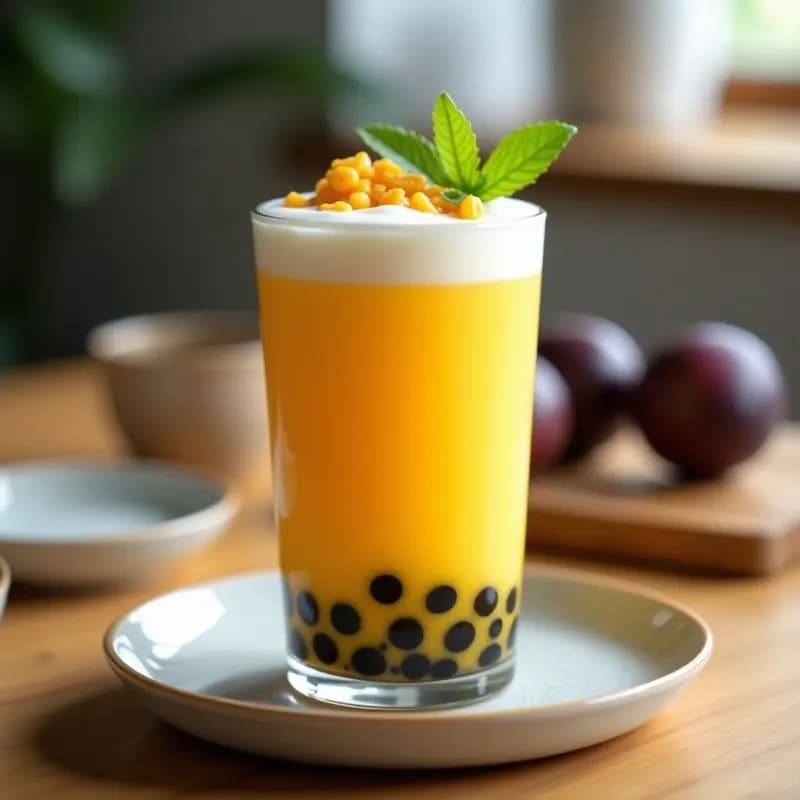 Té de Burbujas de Maracuyá y Yogur Griego: Bebida Taiwanesas Probiótica en Casa