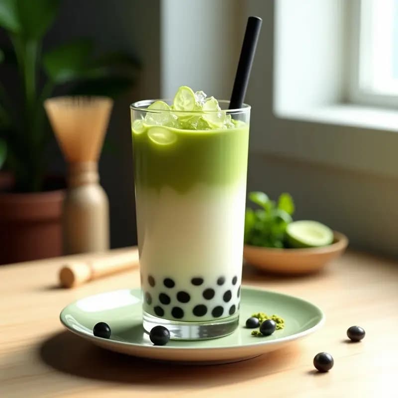 Té de Burbujas de Matcha y Leche de Avena: Bebida Taiwanesa Energizante Sin Lácteos