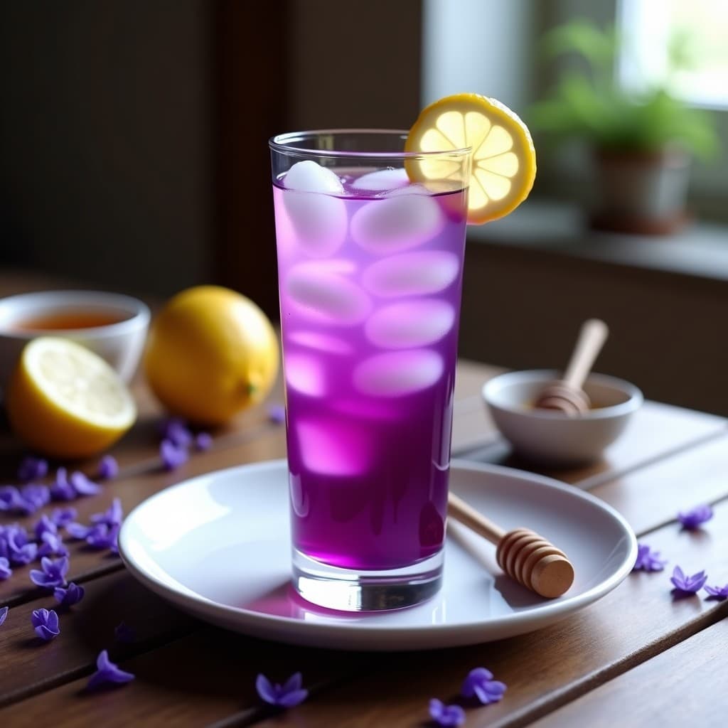 Bebida de Té de ButterFly Pea con Limón y Miel: Infusión Tailandesa Antioxidante y Color Cambiante