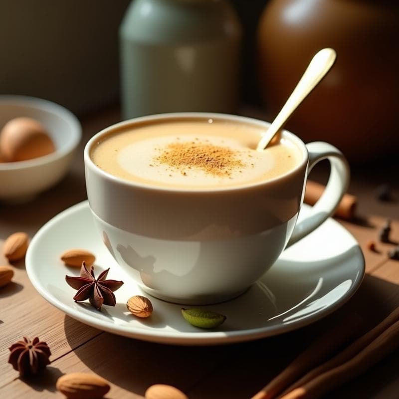 Té Chai de Especias con Leche de Almendras y Maca: Bebida Energética Sin Cafeína