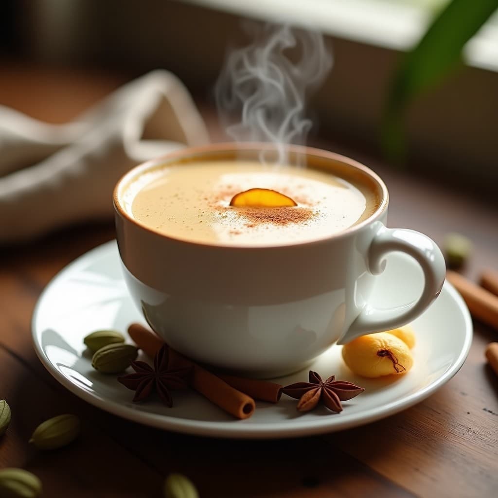 Té Chai Latte con Especias y Leche de Avena: BebidaCaliente India Sin Cafeína