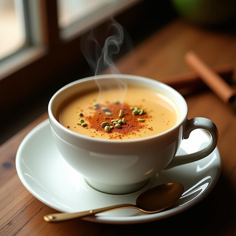 Té Chai con Leche de Anacardos y Especias Toque Dorado: Bebida Indiana Sin Lactosa en 10 Minutos