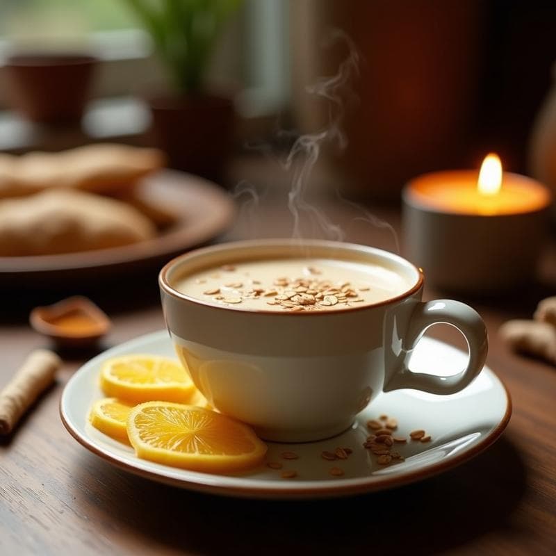 Té Chai Especiado con Leche de Avena y Jengibre Fresco: Bebida Indiana Caliente Sin Cafeína