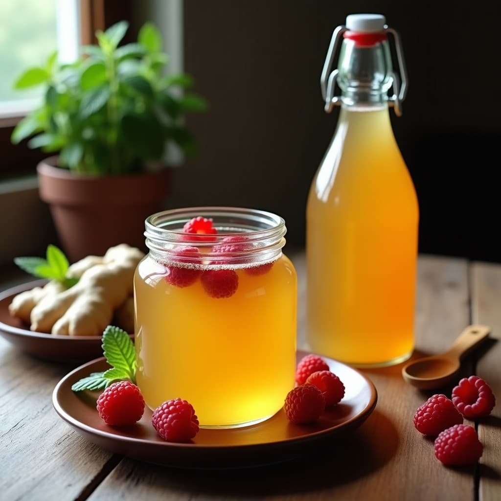 Té de Combucha con Jengibre y Frambuesas: Bebida Probiótica y Fermentada Casera en 7 Días