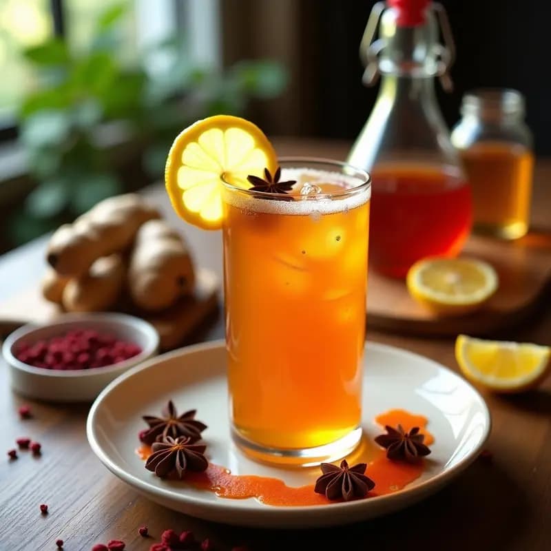 Té de Combucha con Jengibre y Pimienta de Jamaica: Bebida Fermentada Detox