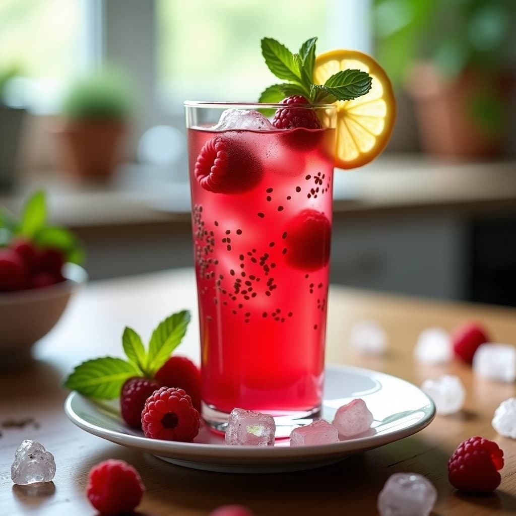 Té Frío de Hibisco y Frambuesas con Semillas de Chía: Bebida Detox y Quemagrasas en 5 Minutos