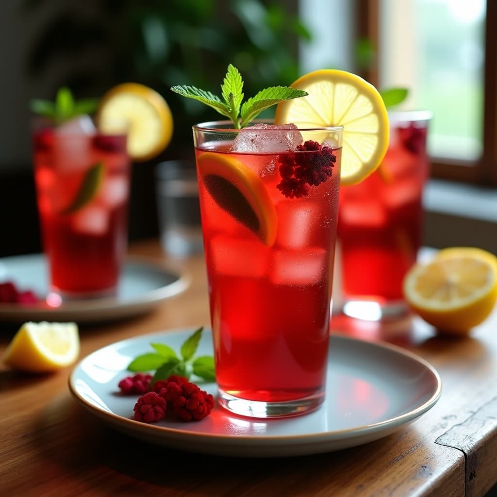 Té Frío de Hibisco y Jamaica con Jengibre y Menta: Bebida Refrescante Sin Cafeína y Depurativa