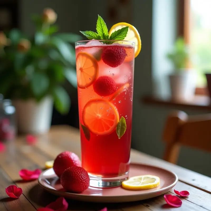 Té Frío de Hibisco y Lichi con Agua de Rosas: Bebida Refrescante Sin Calorías