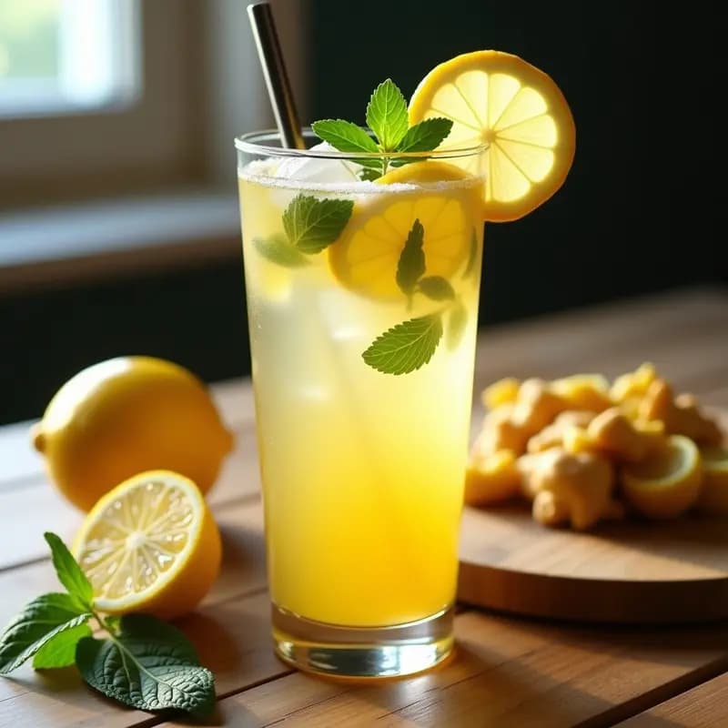 Té Frío de Lemongrass y Limón con Burbujas de Jengibre: Bebida Vietnamita Refrescante