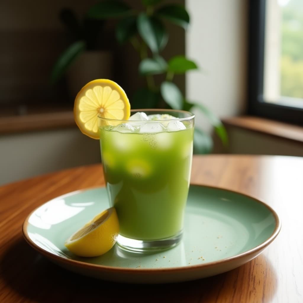 Té Frío de Matcha y Limón con Burbujas de Agua de Coco: Bebida Japonesa Detox