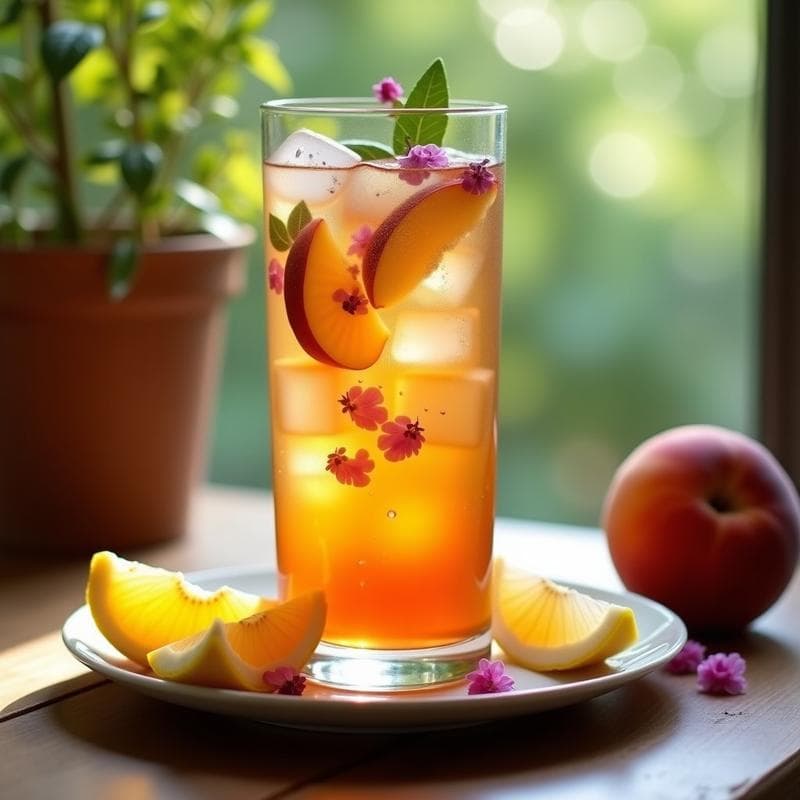 Té Frío de Melocotón y Verbena: Bebida Detox y Refrescante con Toque Floral
