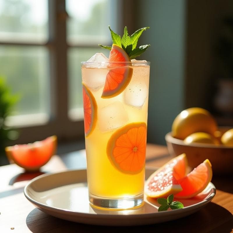 Té Frío de Yuzu y Mentas con Burbujas de Pomelo: Bebida Japonesa Refrescante y Depurativa