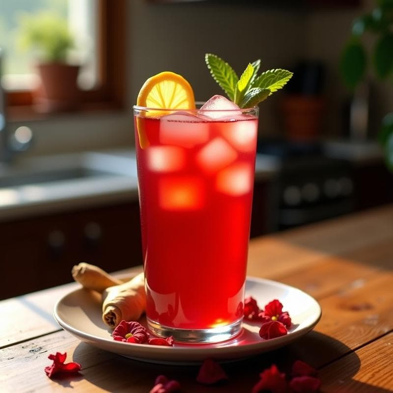 Té Glacé de Hibisco y Roselle con Jengibre: Bebida Egipcia Antioxidante y Sin Cafeína