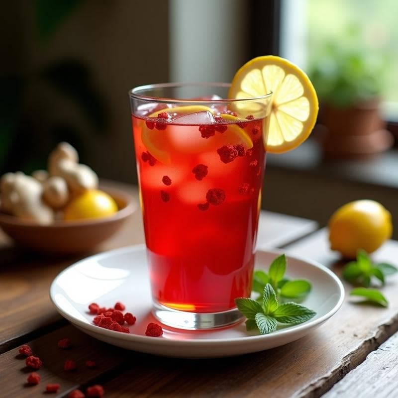 Té Glacial de Hibisco y Jengibre con Limón: Bebida Detox y Rica en Antioxidantes