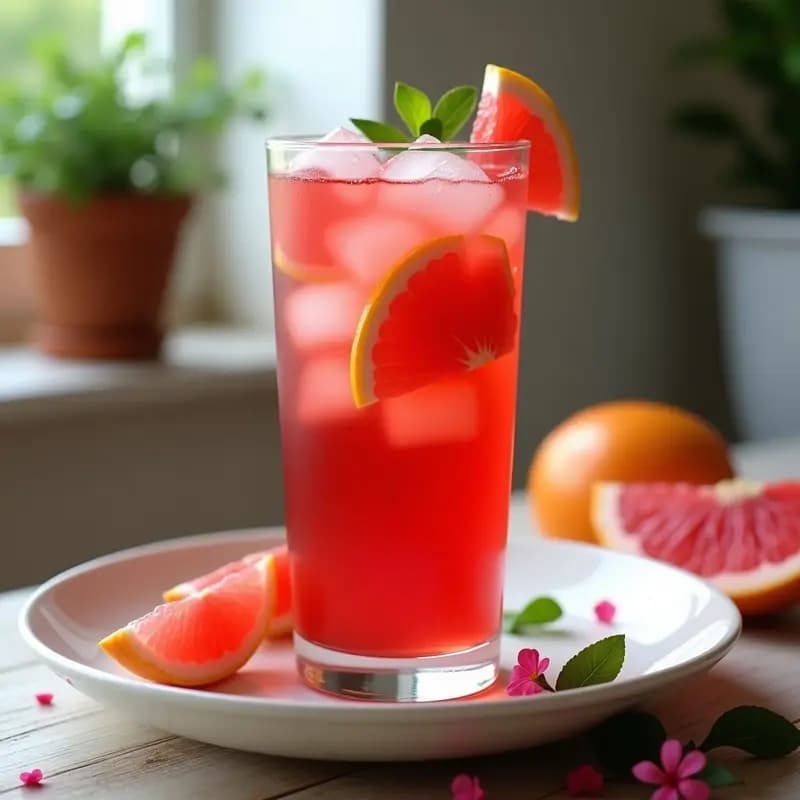 Té Glacial de Hibisco y Pomelo con Hojas de Stevia: Bebida Depurativa Sin Azúcar