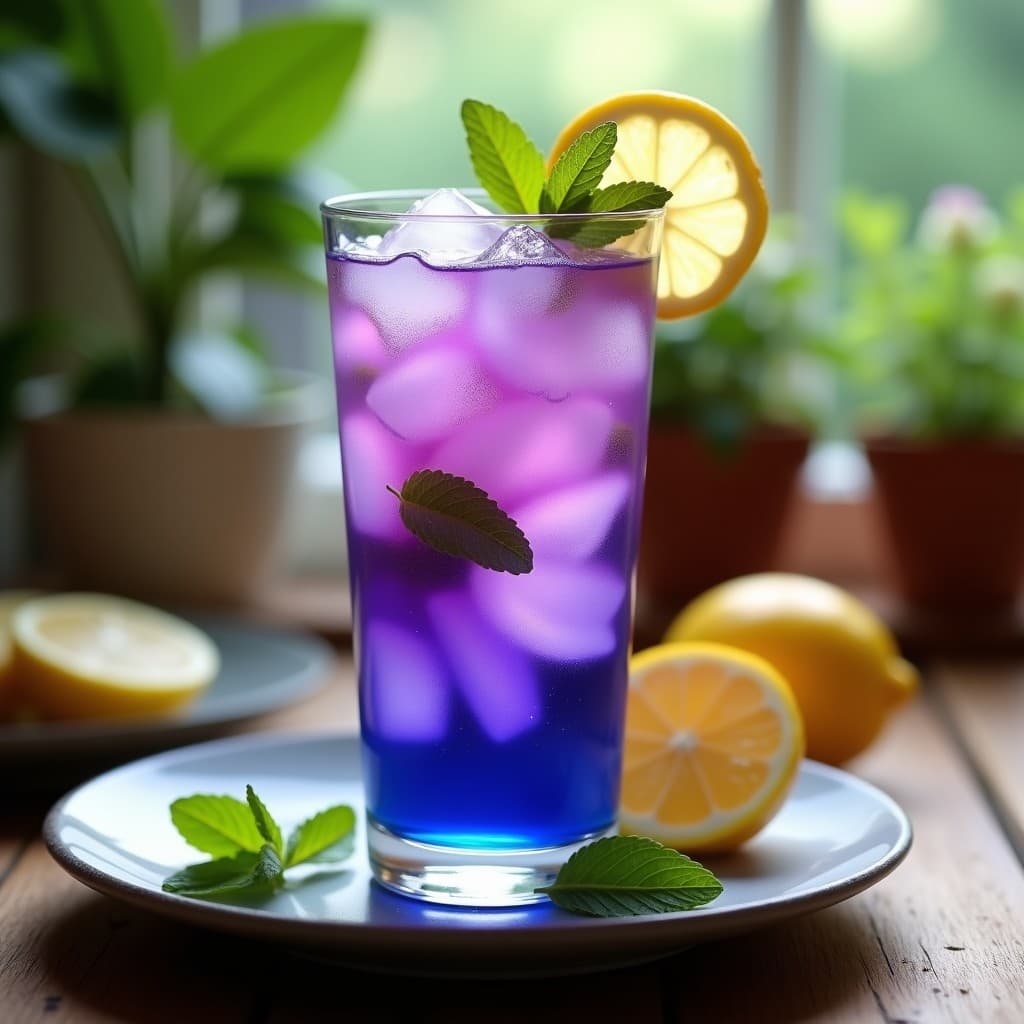 Té helado de butterfly pea y limón con toques de miel de manuka: Bebida de verano antiinflamatoria