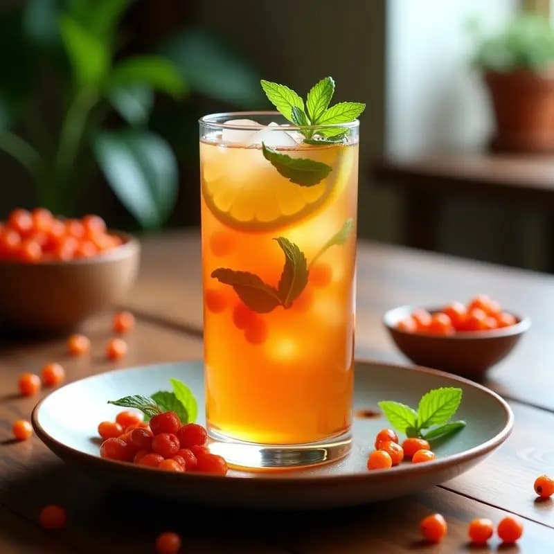 Té Helado de Bayas de Goji y Menta: Bebida Tibetana Refrescante Sin Azúcar