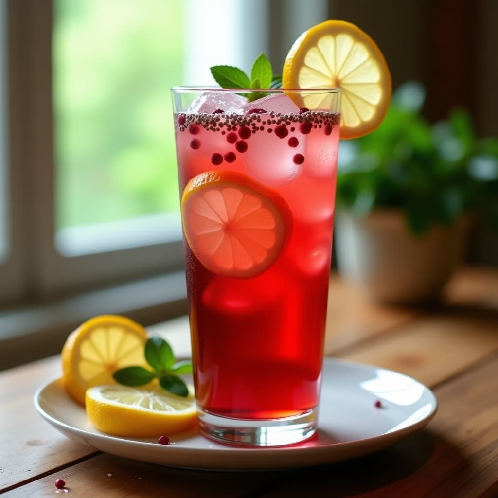Té Helado de Hibisco y Limón con Semillas de Chía: Bebida Detox Sin Azúcar