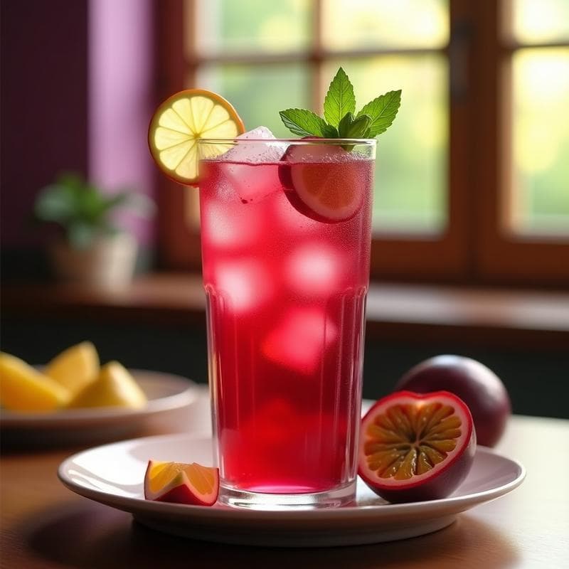 Té Helado de Hibisco y Maracuyá con Burbujas de Chía: Bebida Refrescante y Antioxidante