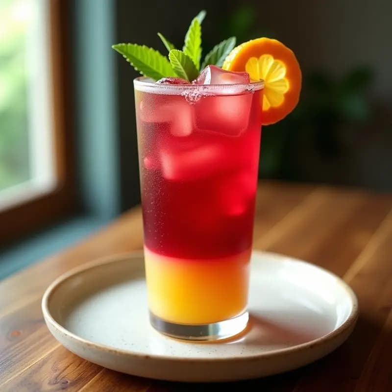 Té Helado de Hibisco y Maracuyá con Edulcorante de Stevia: Bebida Colombiana Refreshante