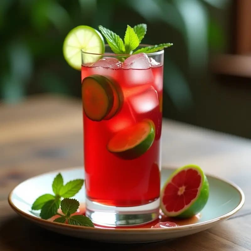 Té Helado de Hibisco y Pepino con Menta: Bebida Detox y Diurética