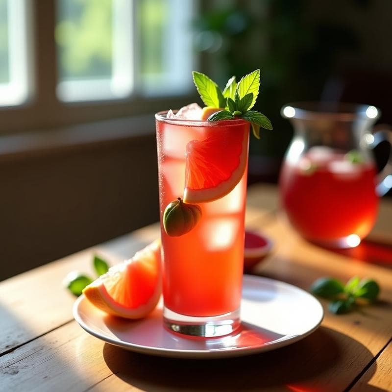 Té Helado de Hibisco y Pomelo Rosa con Toque de Albahaca: Bebida Detox y Refrescante