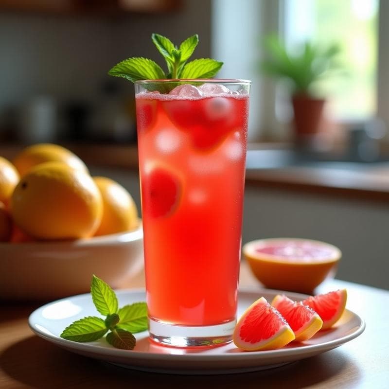 Té Helado de Hibisco y Pomelo Rosa con Burbujas de Limón: Bebida Vegana y Diurética en 10 Minutos
