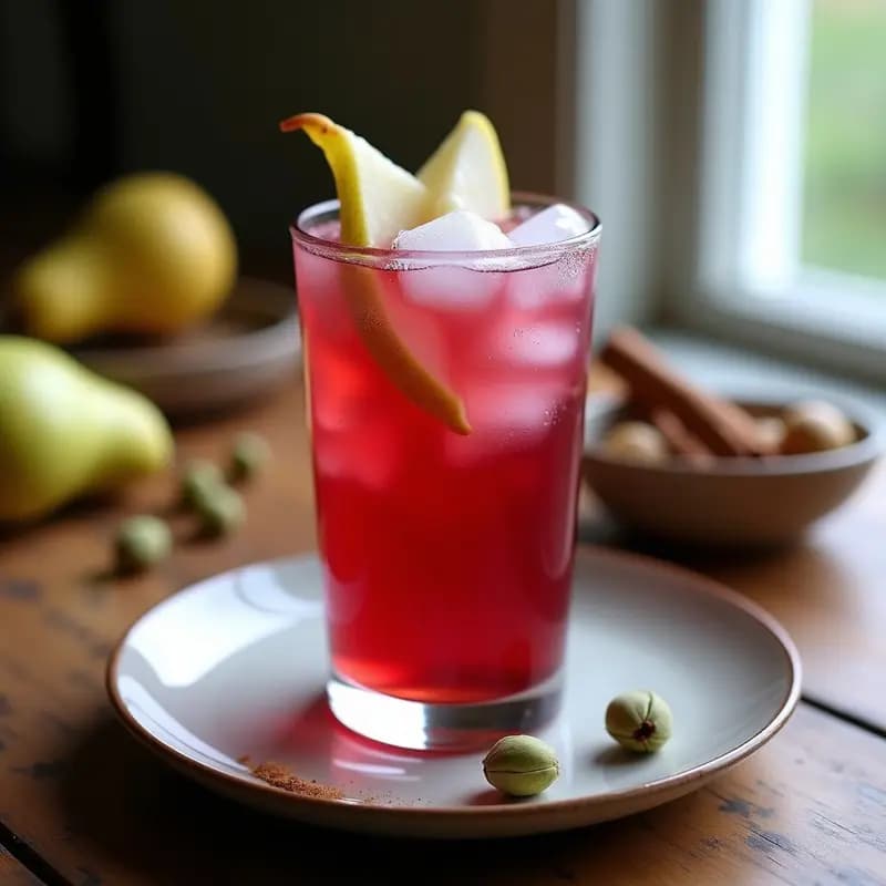 Té Helado de Hibiscus y Jengibre con Burbujas de Pera: Bebida Detox Iraní Sin Azúcar